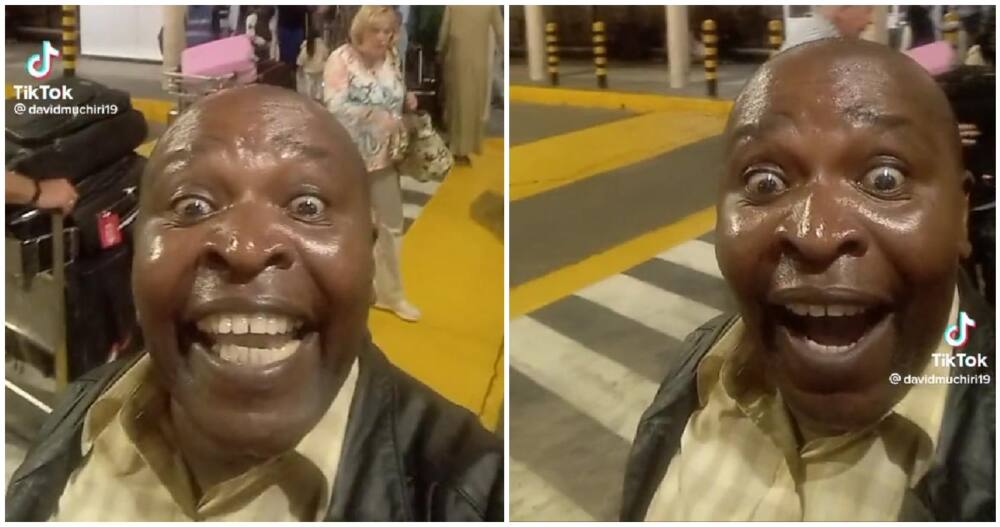 Kikuyu man relishes his 1st time boarding plane.