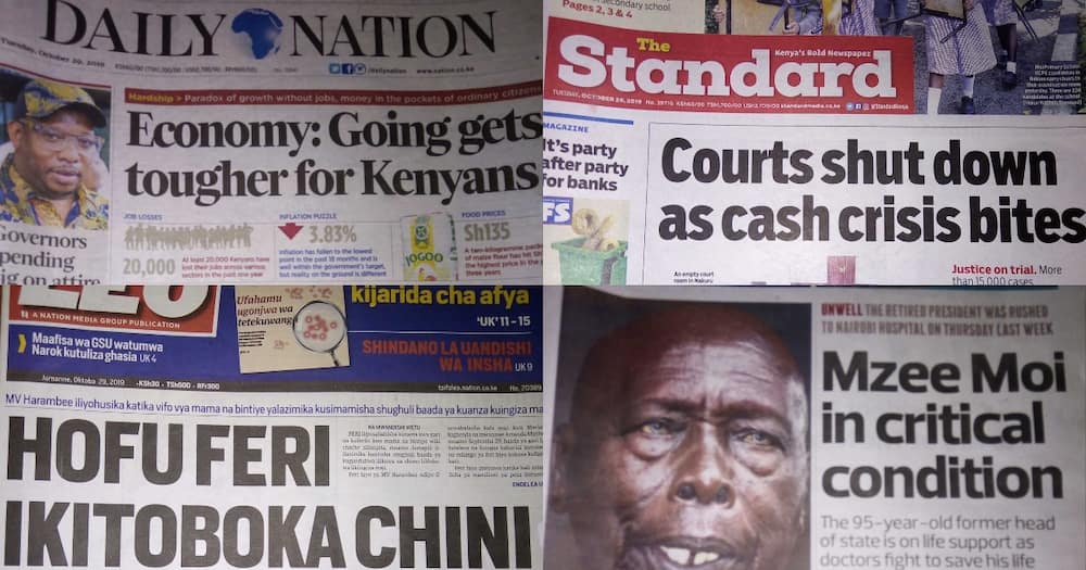Kenyan newspapers review for October 29: Mau eviction case postponed over financial cuts in Judiciary