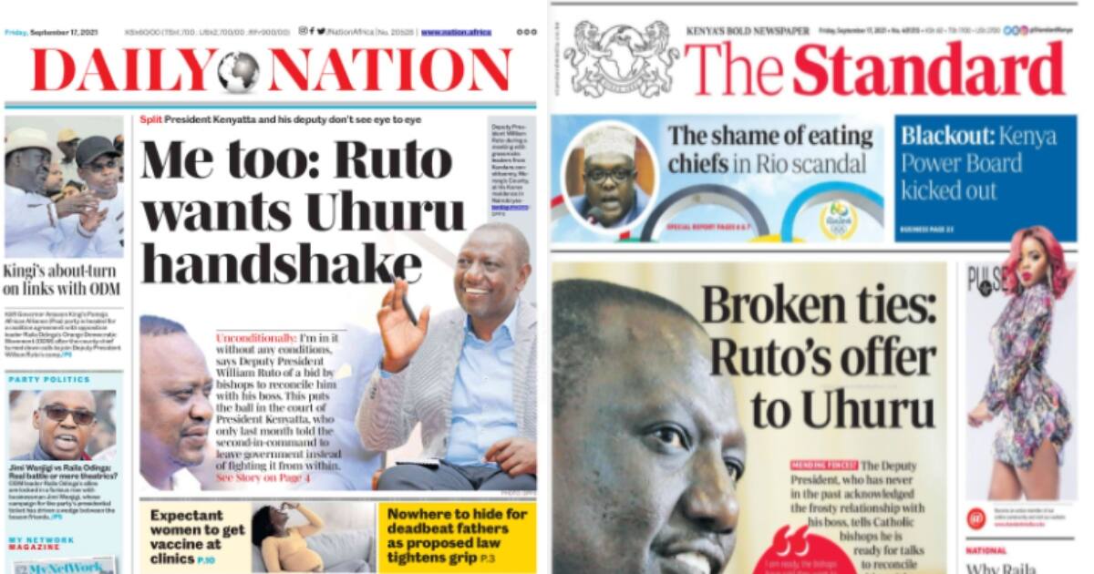 Kenyan Newspapers Review: William Ruto Ready For A Handshake With Uhuru ...