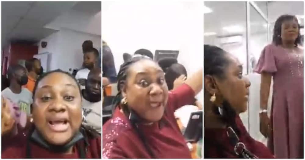 Woman causes stir at a bank, stops bankers from attending to anyone as she demands refund of her N100k, makes live video