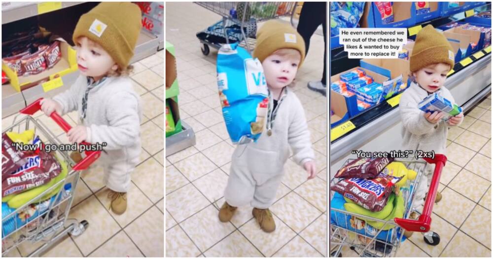 Two-year-old shopping.