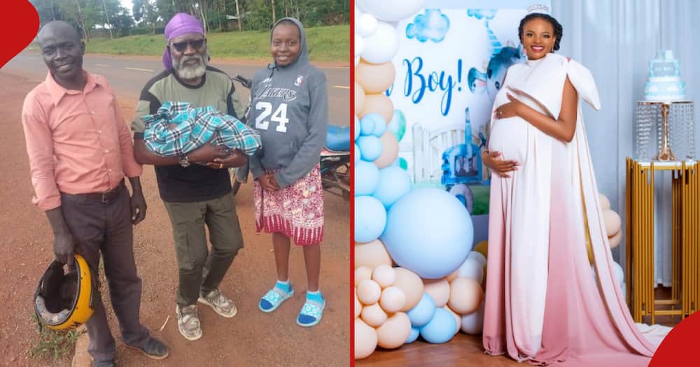 George Wajackoyah holding child. Muthoni wa Mukiri during her baby shower.