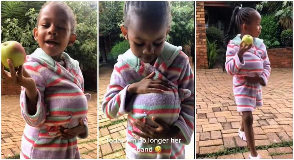 Photos of a little girl saying she is pregnant.