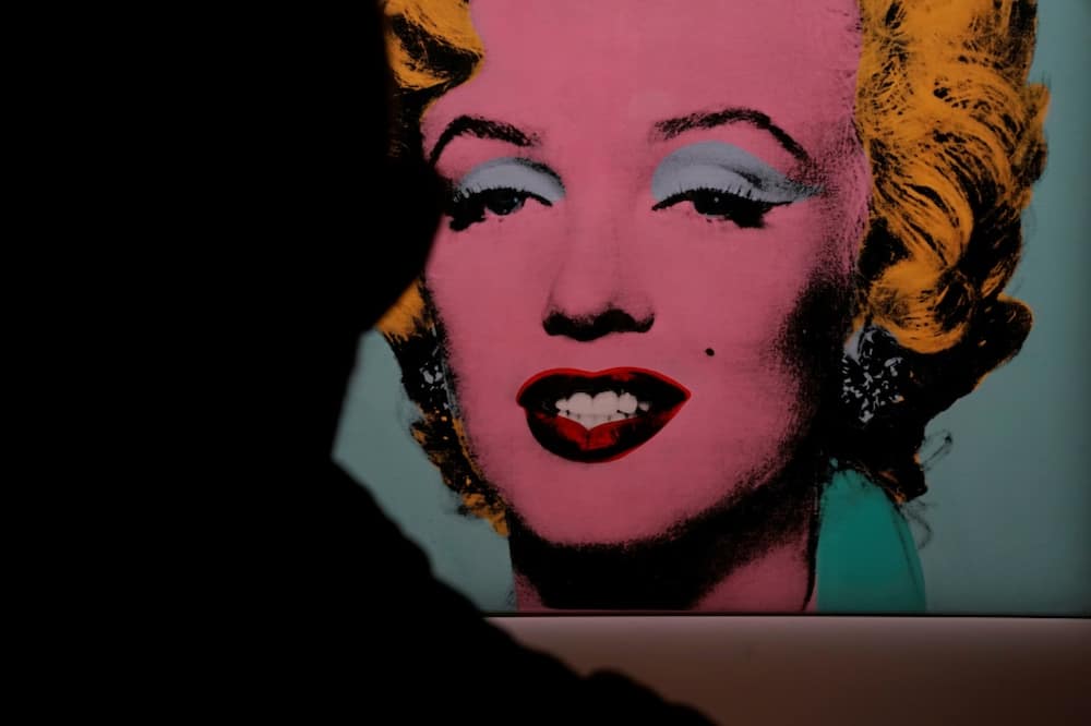 Andy Warhol's 1964 'Shot Sage Blue Marilyn' on display in New York