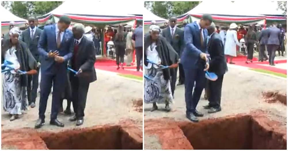 Sean Andrew at Mwai Kibaki's gravesite.