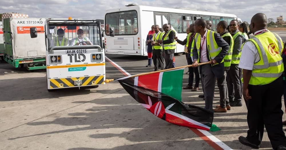 Kenya Airways unveils new electronic trucks.