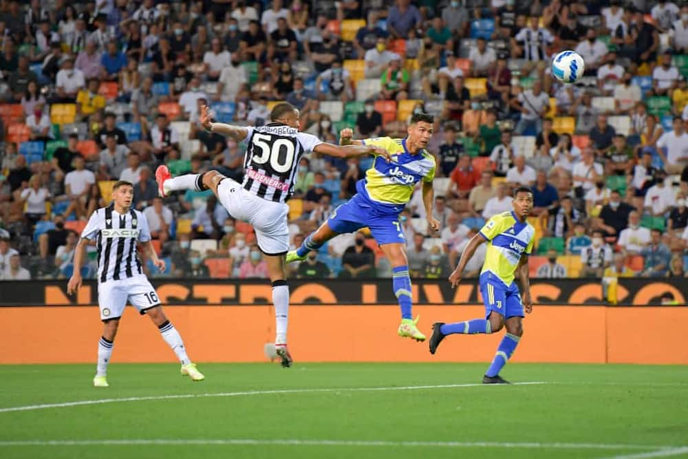 Cristiano Ronaldo scoring a superb goal for Juventus against Udinese but VAR chopped it off for offside. Photo by Daniele Badolato - Juventus FC.