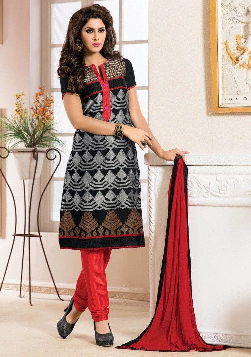 Black and red churidar neck outlet designs