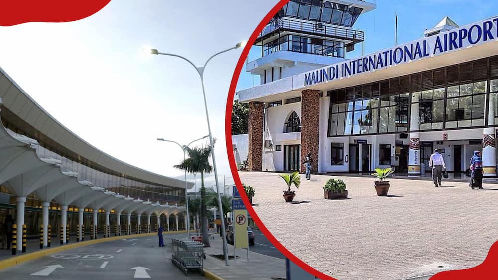 A collage of the Jomo Kenyatta International Airport and the Malindi International Airport