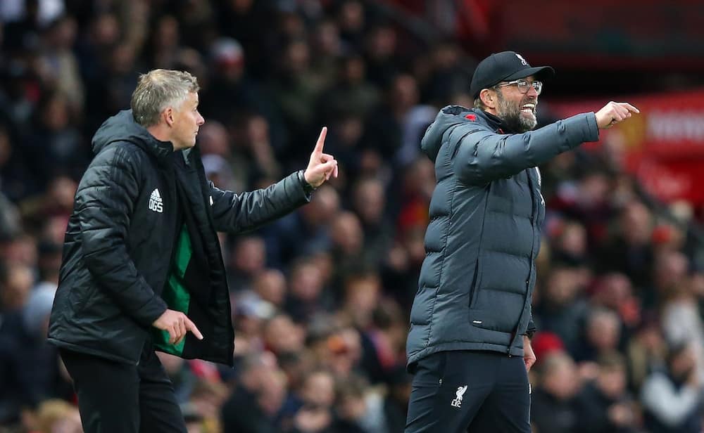 Solskjaer and Jurgen Klopp in action