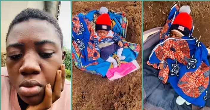 Lady shares video as mum takes her little baby to farm.