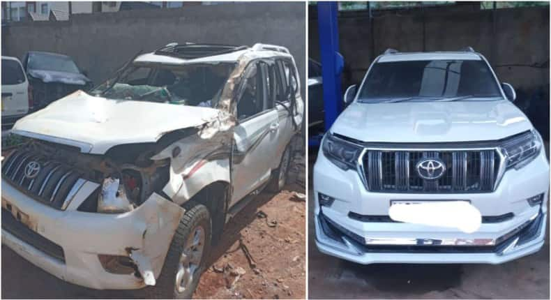 Wrecked Toyota Prado.