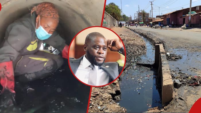 Photo of Nairobi County Female Employee Cleaning Clogged Filthy Culvert Evokes Emotions: "Not Fair"