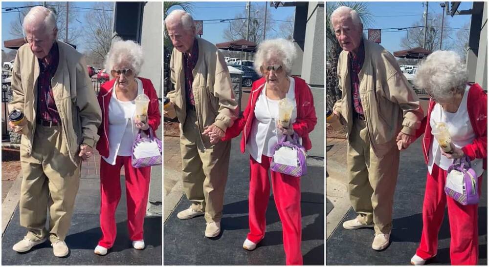 Photos of an old couple who went out to have a good time.