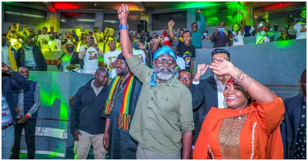 George Wajackoya waves at supporters.