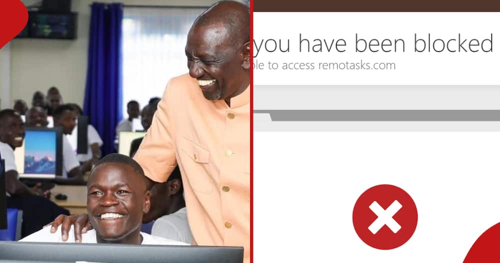 President William Ruto and Brian Kipchumba, a Remotasks user (left frame). The firm has reportedly ceased operations in Kenya.