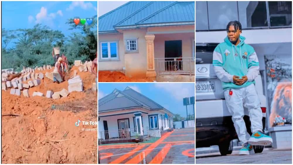 Nigerian man displayed wealth/Rich man built his first house.