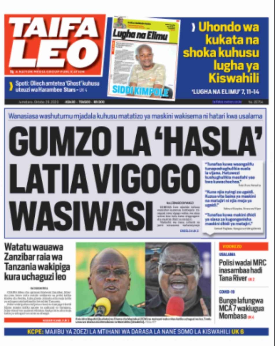 Kenyan newspapers review for Oct 28: Uhuru, Raila take BBI to Naivasha to iron out contentious issues