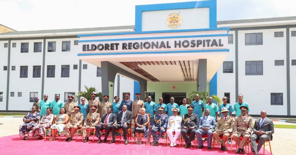 The Eldoret Regional Hospital was opened by Uhuru Kenyatta (c) on Friday, July 1.