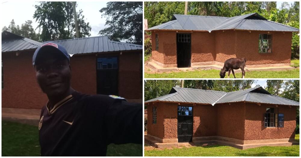 Kakamega Man Who Used to Slept with Chicken in Parents' Kitchen Builds Simple House Worth KSh 150k