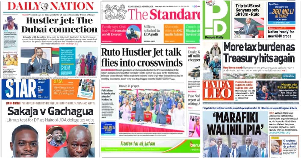Top stories on the Kenyan newspapers on Friday, May 31.