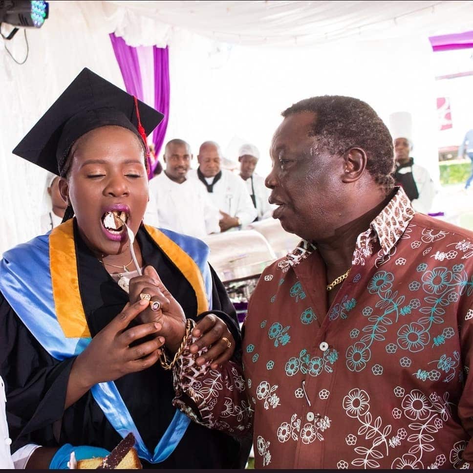 COTU boss Francis Atwoli celebrates Mary Kilobi's graduation in purple themed party
