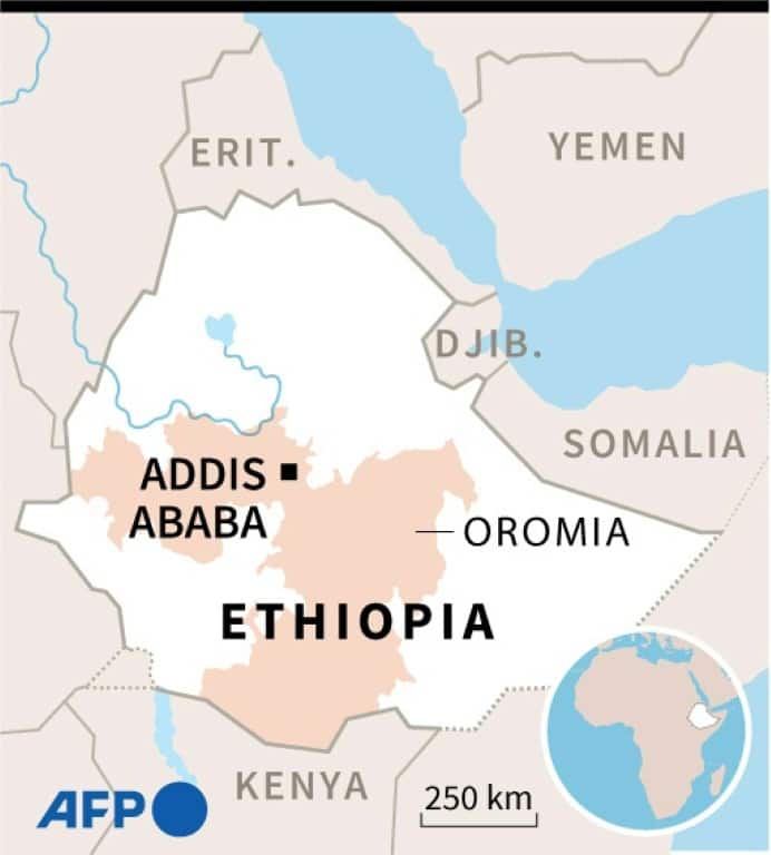 Map of Ethiopia showing Oromia region