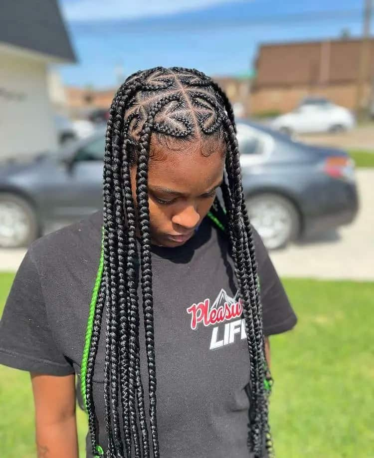 knotless braids with heart