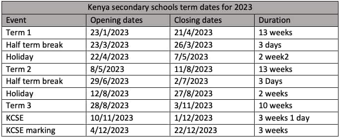 term dates for schools