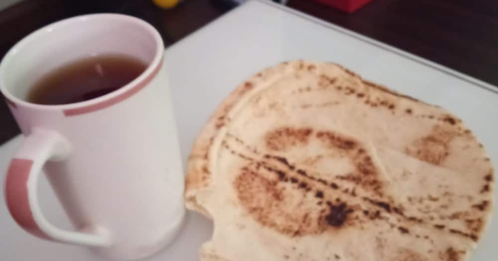 Strong tea with naan.