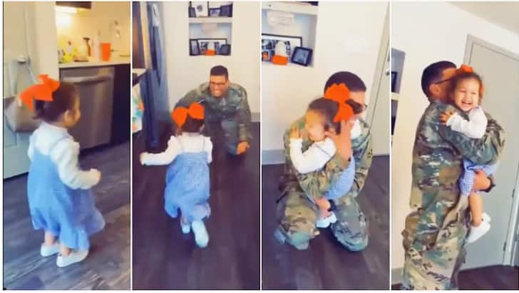 Viral video captures priceless reaction of baby when military father came home after 7 months