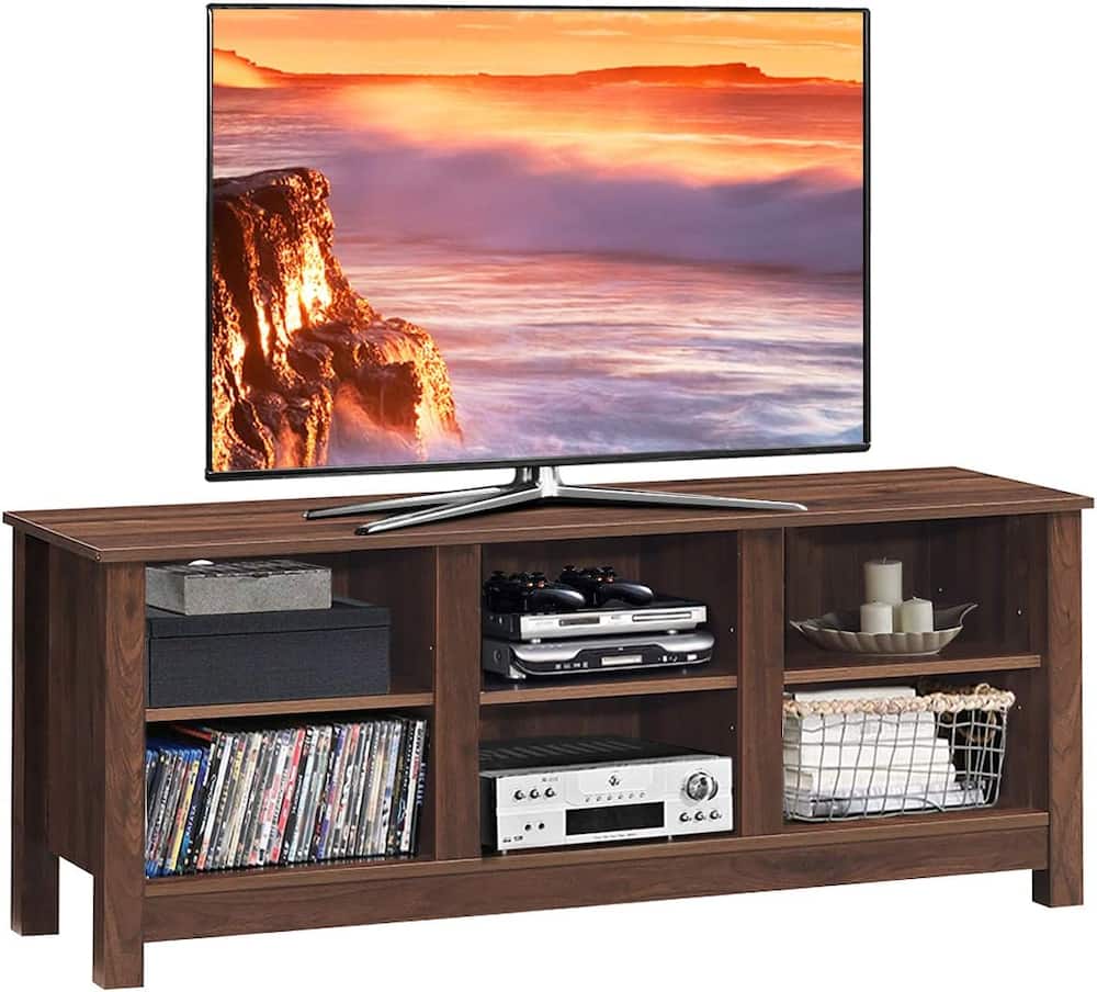 TV stand with open shelves