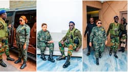 State of Emergency: Rev Lucy Natasha Stuns in Military Fatigue as She Graces Conference in Ghana