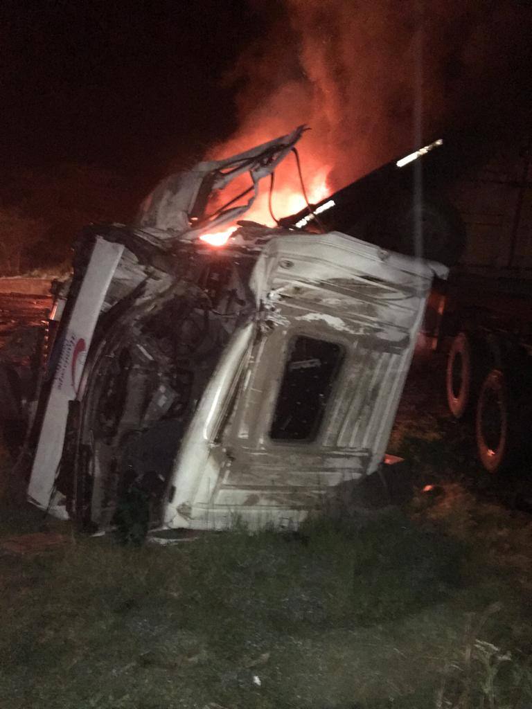 Makueni: Motorist feared dead as car, 3 trailers collide before bursting in flames