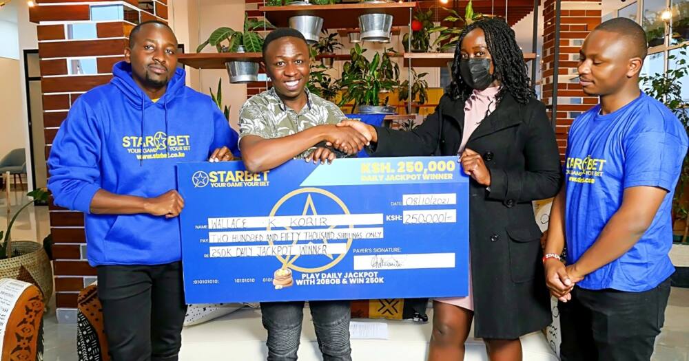Wallace Korir all smiles after walking home with KSh 250,000.