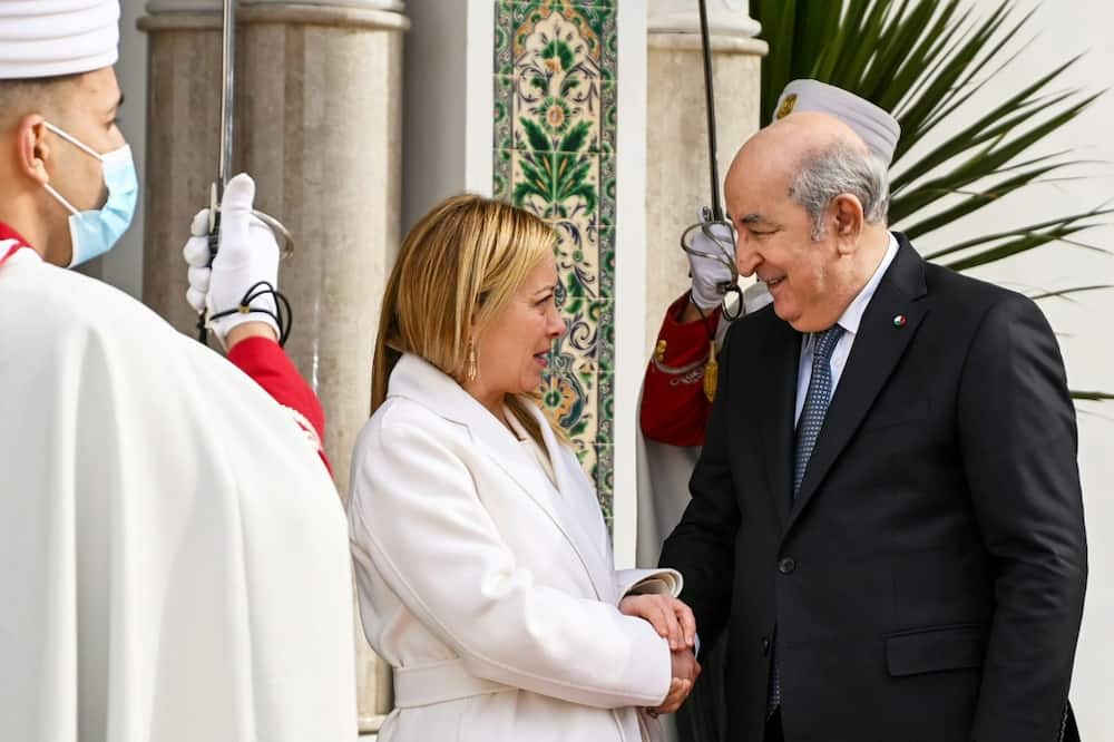 Algerian President Abdelmadjid Tebboune meets Italian Prime Minister Giorgia Meloni  on Monday in Algiers