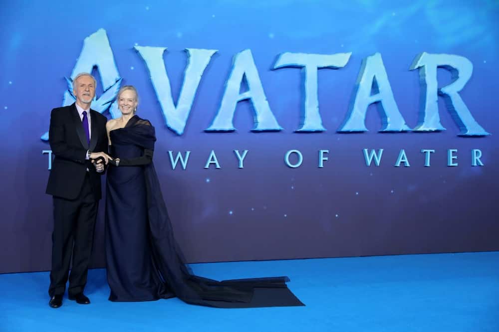 Canadian filmmaker James Cameron and Suzy Amis Cameron pose on the red carpet at the world premiere of 'Avatar: The Way of Water'