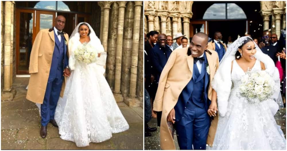 Fidelis Anosike and Rita Dominic at their wedding in Engalnd.