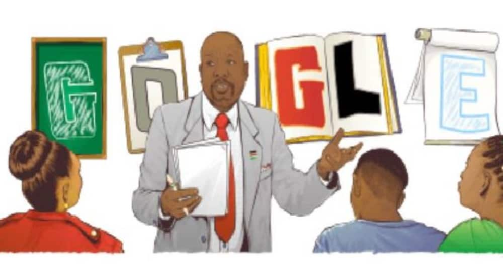 Okoth Okombo's google doodle. Photo: Google.
