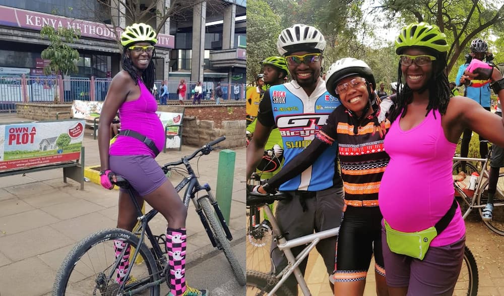 Kenyans online excited with heavily pregnant cyclist in Nairobi