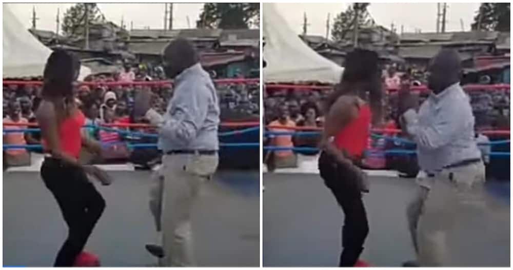 Man energetically dances with lady in viral video.