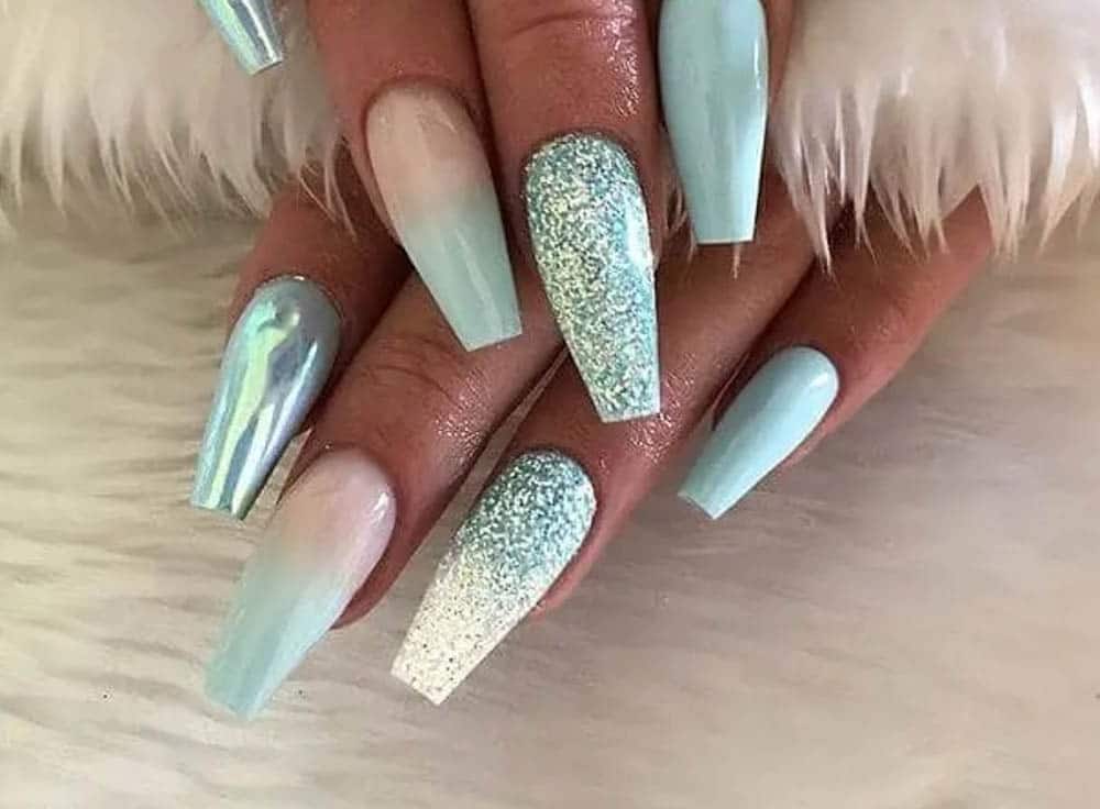 Buy Blufly Glossy Long Press on Nails Grey Ombre Coffin Fake Nails Gradient  Ballerina Full Cover Artificial False Nails Tips for Women and Girls 24 pcs  (Glossy) Online at Low Prices in
