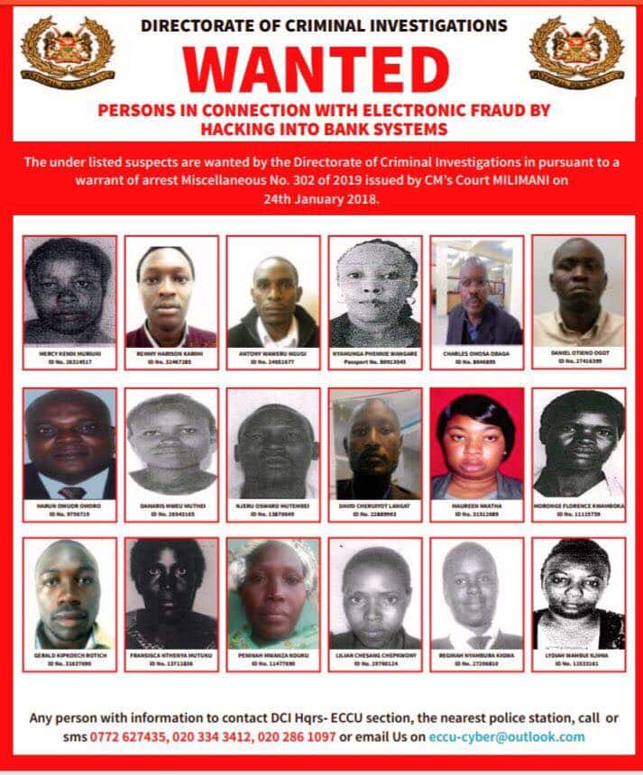 Detectives parade faces of Kenyans believed to be hacking bank systems