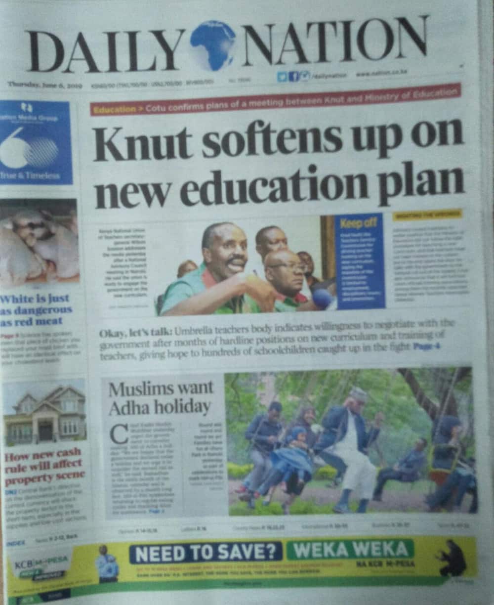Kenyan newspapers review for June 6: Kirinyaga chief awarded KSh 100k for leading in Huduma Numba registration