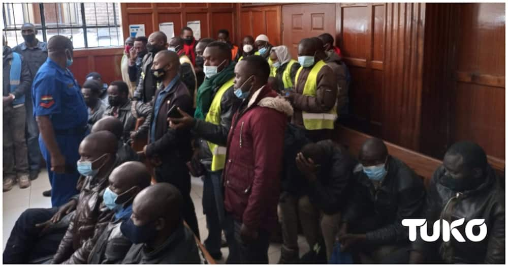 The 100 boda boda operators were charged with riding on pavements.