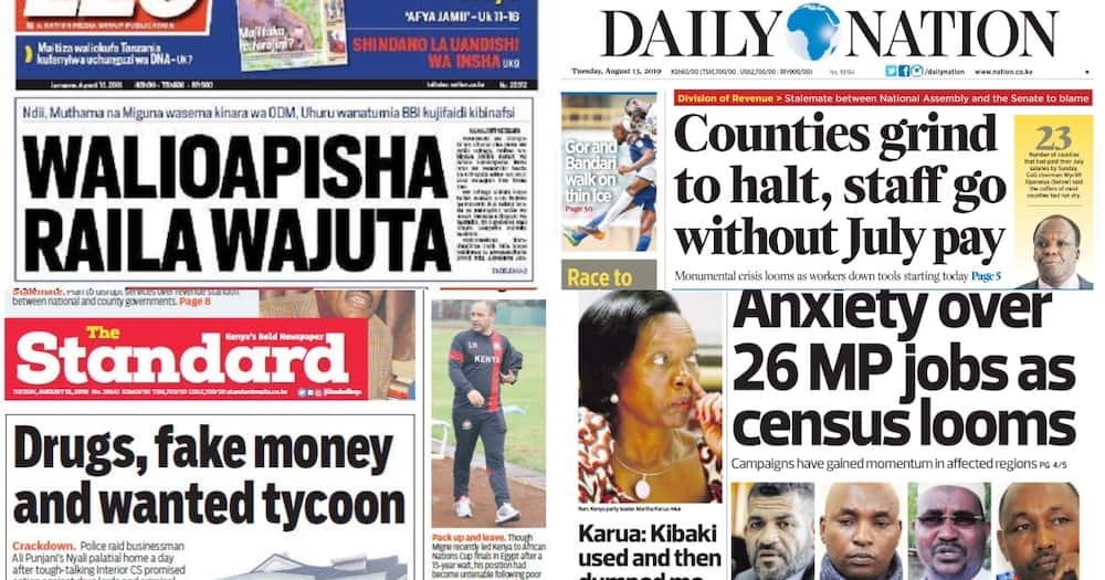 Kenyan newspapers review for August 13: 26 MPs fear losing their jobs as census exercise looms