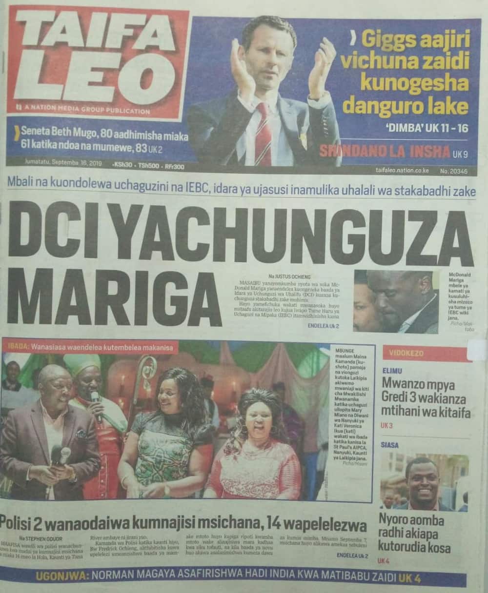 Kenyan newspapers review for September 16: ANC MP Ayub Savula says Kibra seat winner will determine Luhya presidential choice in 2022