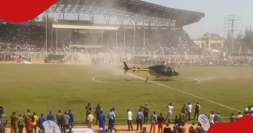 Ababu Namwamba's chopper arrival
