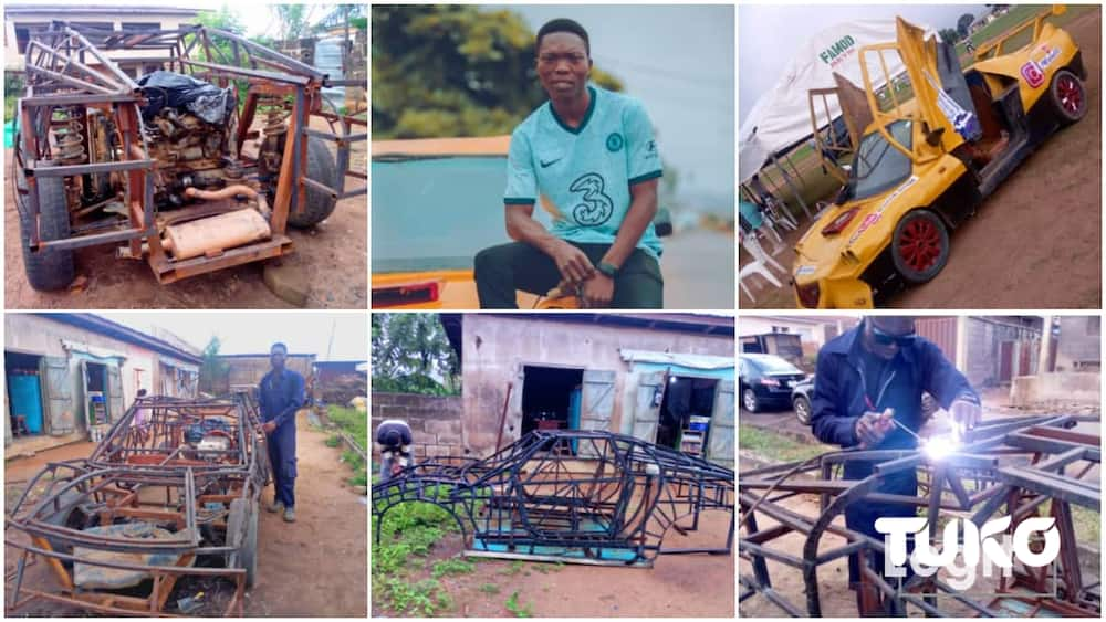 Young Nigerian man builds sports car, narrates his story. Photo: TUKO.co.ke.