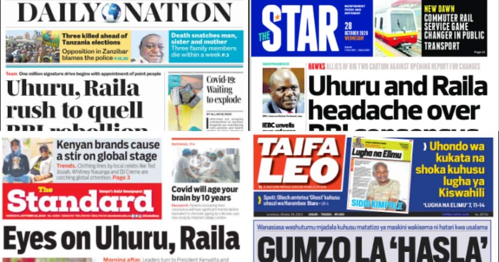 Kenyan newspapers review: Uhuru, Raila take BBI to Naivasha to iron out contentious issues